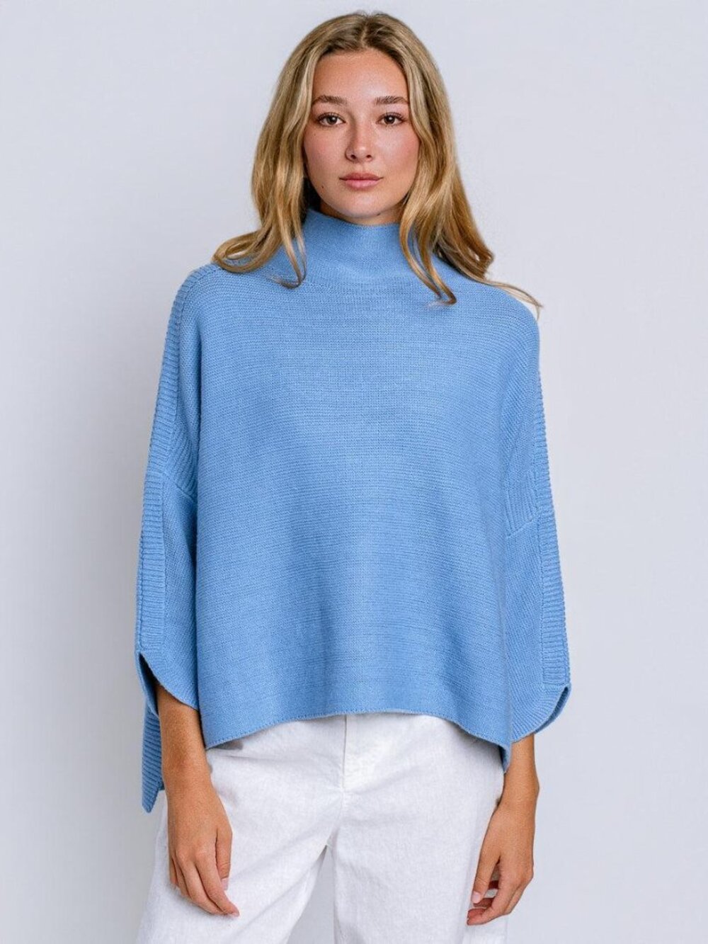 Kerisma Boho Sweater Coastal Blue Mock Neck